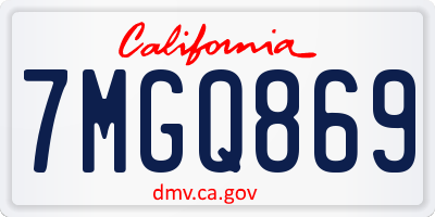 CA license plate 7MGQ869