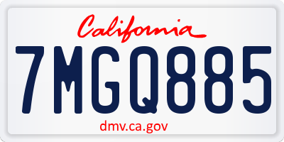 CA license plate 7MGQ885