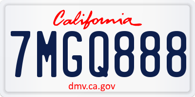 CA license plate 7MGQ888