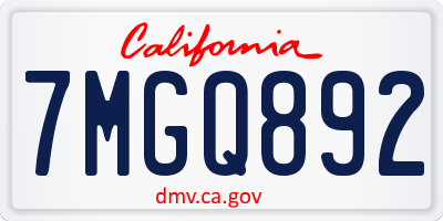 CA license plate 7MGQ892