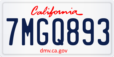 CA license plate 7MGQ893