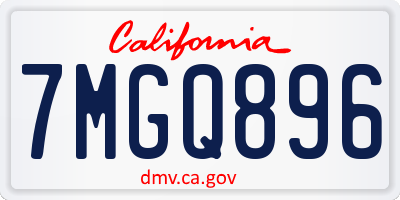 CA license plate 7MGQ896