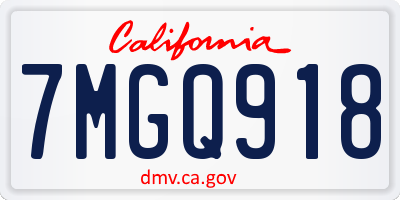 CA license plate 7MGQ918