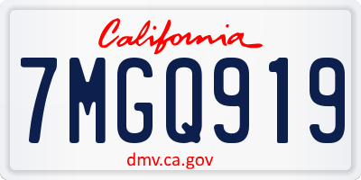 CA license plate 7MGQ919