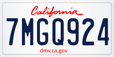 CA license plate 7MGQ924