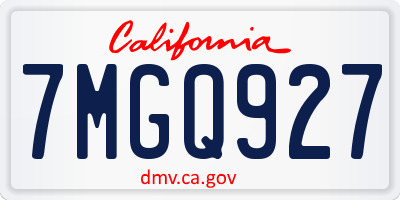 CA license plate 7MGQ927