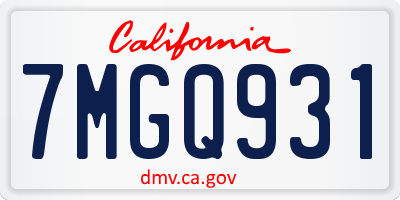 CA license plate 7MGQ931