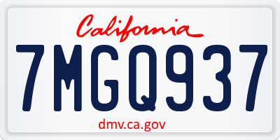 CA license plate 7MGQ937