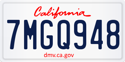 CA license plate 7MGQ948