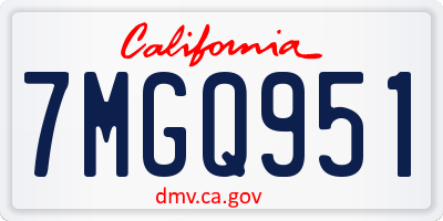 CA license plate 7MGQ951