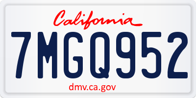 CA license plate 7MGQ952