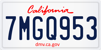 CA license plate 7MGQ953