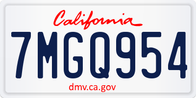 CA license plate 7MGQ954