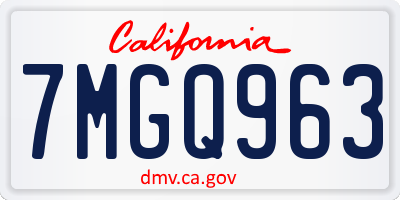 CA license plate 7MGQ963