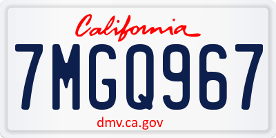 CA license plate 7MGQ967