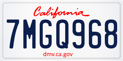 CA license plate 7MGQ968