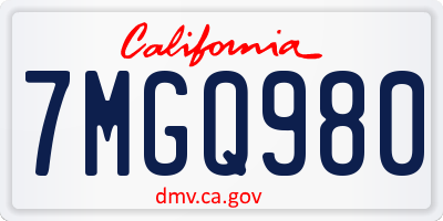 CA license plate 7MGQ980