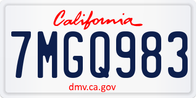 CA license plate 7MGQ983