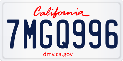 CA license plate 7MGQ996