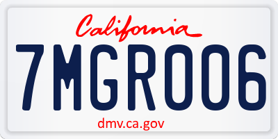 CA license plate 7MGR006