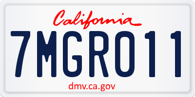CA license plate 7MGR011