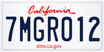 CA license plate 7MGR012