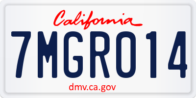 CA license plate 7MGR014