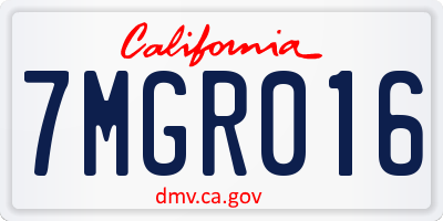 CA license plate 7MGR016