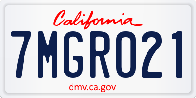 CA license plate 7MGR021