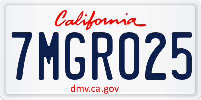 CA license plate 7MGR025