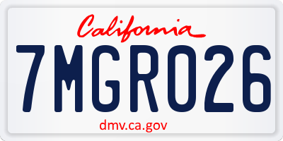 CA license plate 7MGR026