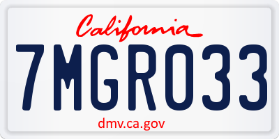 CA license plate 7MGR033
