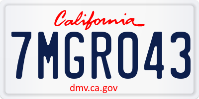 CA license plate 7MGR043