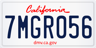 CA license plate 7MGR056