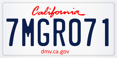 CA license plate 7MGR071