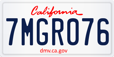 CA license plate 7MGR076