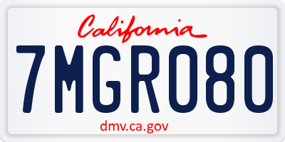 CA license plate 7MGR080