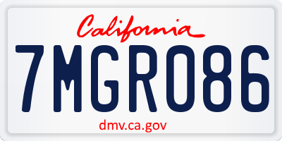 CA license plate 7MGR086
