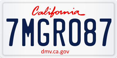 CA license plate 7MGR087