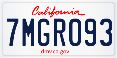 CA license plate 7MGR093