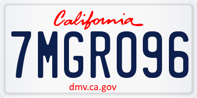 CA license plate 7MGR096