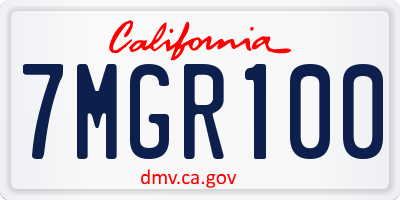 CA license plate 7MGR100