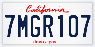 CA license plate 7MGR107
