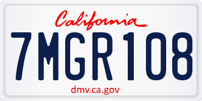 CA license plate 7MGR108