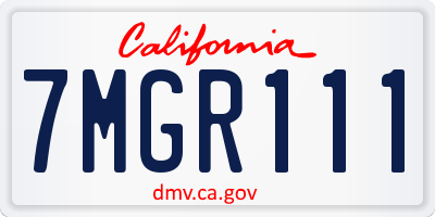 CA license plate 7MGR111