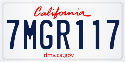 CA license plate 7MGR117