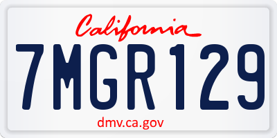 CA license plate 7MGR129