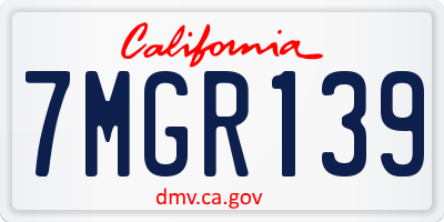 CA license plate 7MGR139