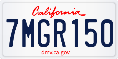 CA license plate 7MGR150