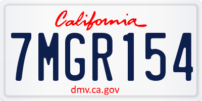 CA license plate 7MGR154